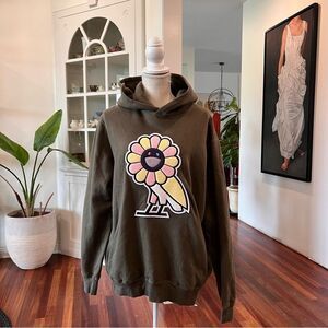 Takashi Murakami x OVO Surplus Flower Owl Hoodie Military Green